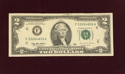 1995 F Series $2.00 Bill Rare  - Image 1 of 4