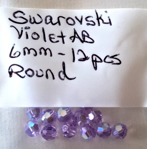 Swarovski Violett AB Kristalle ~ 12 Stück ~ 6 mm ~ rund ~ wunderschön! NEU! RAR! LIMITIERT! - Bild 1 von 1
