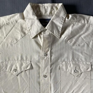 Camicia vintage Panhandle slim uomo 17 western perla snap bianca cowboy anni 70 USA - Foto 1 di 10