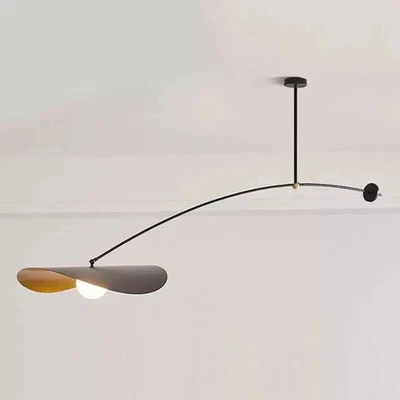 Mid Century Italian Black Chandelier Glass Ceiling Light Style Brass Pendant - Image 1 of 4