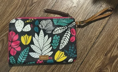 Muñequera grande Fossil Eliza Clucth patrón floral cierre de cremallera Foto 1 de 3