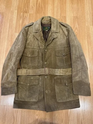 Vintage Coast Sportswear 500 Suede Leather Safari Field Jacket Belted 42 Brown - Image 1 of 4