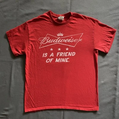 Camiseta de cerveza Budweiser de comida chatarra de la década de 2020 para hombre talla mediana roja manga corta Foto 1 de 4