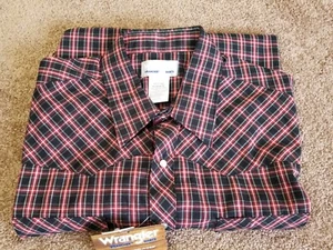 Wrangler Plaid Western Pearl Snap Shirt Men's XL Tall Long Sleeve New With Tags - Picture 1 of 8