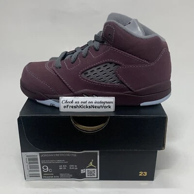 Jordan 5 Burgundy Toddler Size 9c New FN4238-600 Air Jordan Retro Baby Child TD - Image 1 of 4