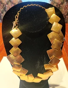 Oscar de la Renta Classic gold Chunky Square shape necklace usa - Picture 1 of 5