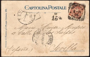 3087 ITALIA A ESPAÑA POSTAL 1901 GRAVADA MULTA GENOVA - SEVILLA - Imagen 1 de 2