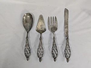 Godinger TWISTED Silverplate Serving Spoon Bombay Co 1999 Wedding Set Knife Fork - Picture 1 of 9