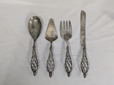 Godinger TWISTED Silverplate Serving Spoon Bombay Co 1999 Wedding Set Knife Fork - Image 1 of 4