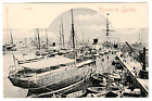 Italy RICORDO di GENOVA Boats At Genoa Port Docks Vintage Sailing Ship Postcard