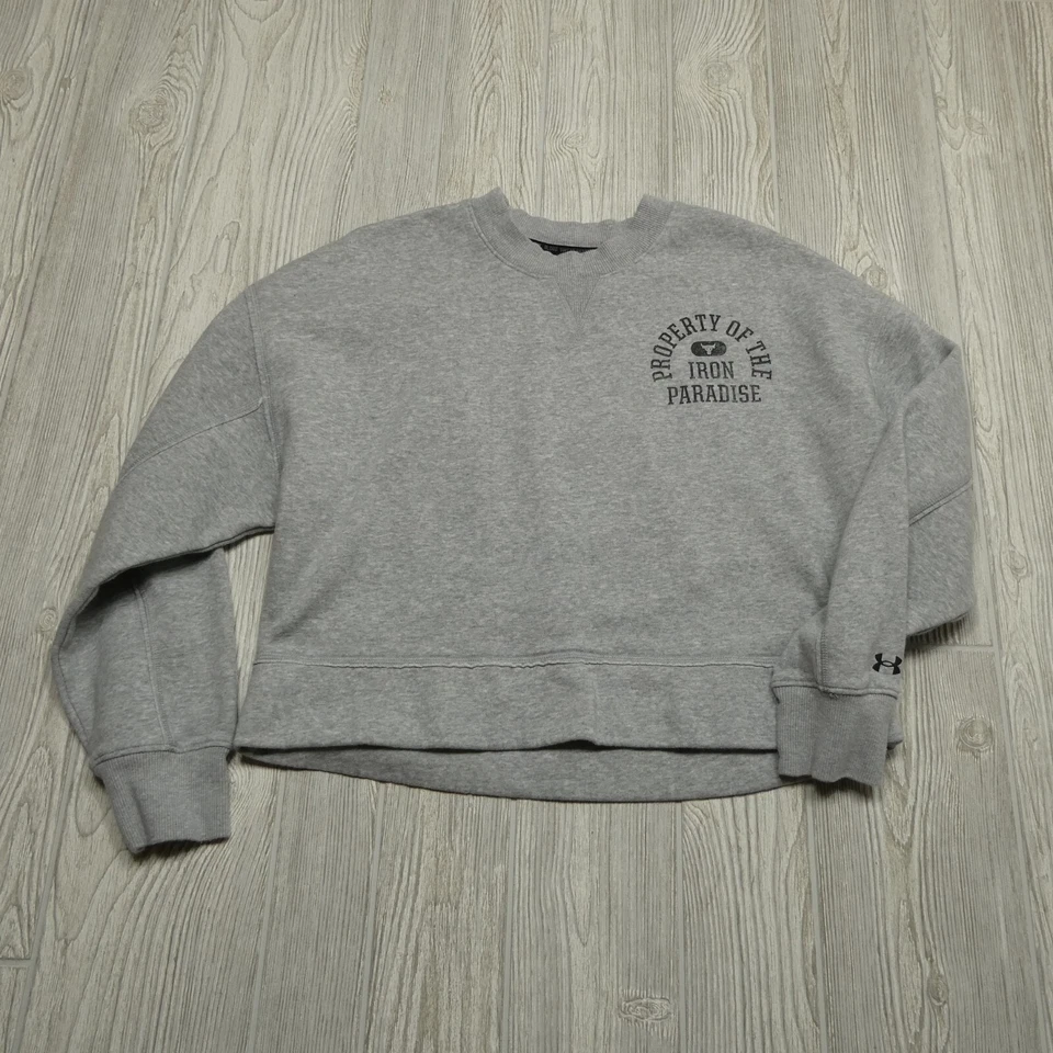 Under Armour Project 摇滚运动衫女式中号灰色短羊毛 — 第 1/4 张图片