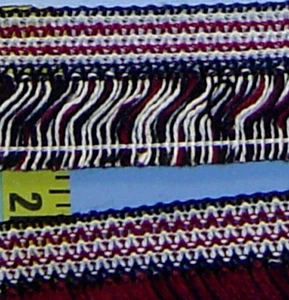 Fringe Trim Cotton Edging 1-1/2 inch Burgundy Red Black Off White 4 yds #FR16 - Picture 1 of 2