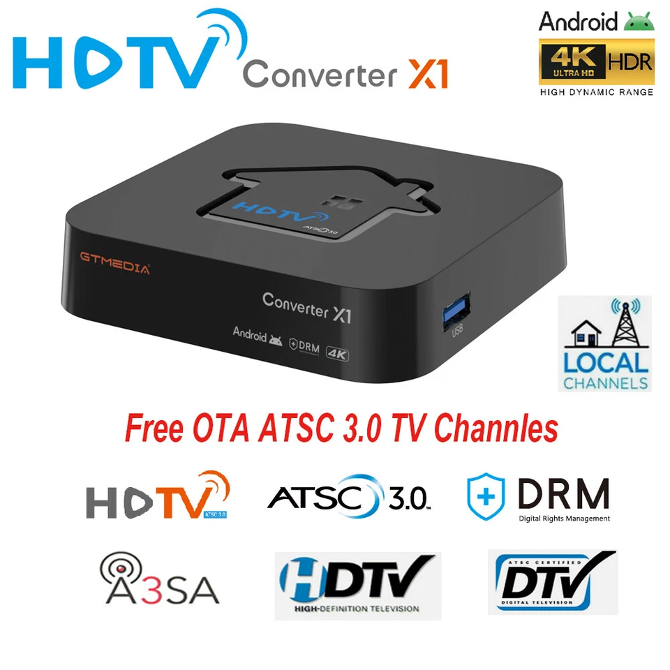 4K  UHD ATSC 3.0 Certified Digital TV Tuner OTA Free TV Channel DVR Smart TV Box - Image 1 of 4