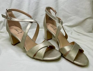 S. OLIVER High-Heeled Ankle-Strap Women’s Sandals Gold Champagne SIZE UK 8 EU42 - Picture 1 of 6