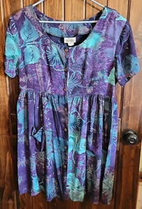 Vintage Pacific Passport Tye Dye Hawaiin Print Dress Womens XL Made in Hawaii - Picture 1 of 6