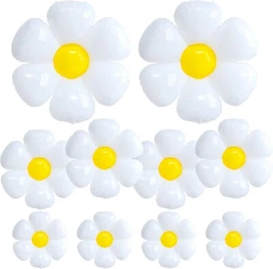 10 Pcs Daisy Balloons, Huge White Flower Aluminum Foil Balloons for Birthday, B - Picture 1 of 7