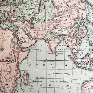 1879 Map Eastern Hemisphere Victorian Atlas Harpers Geography 1st Edition DWAA9 - Picture 1 of 2