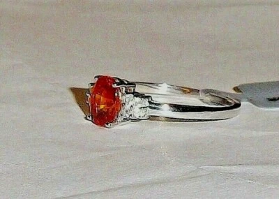 10K WG редкая оранжевый спессартит гранат овальный и цирконий кольцо, размеры 7 и 9, 1,39 (CTW) - Изображение 1 из 4