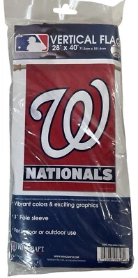Bandera de los Nacionales de Washington Bandera Fiesta Logotipo Béisbol Interior Exterior Jardín 28x40 Foto 1 de 4