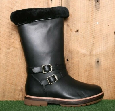 Botas TIMBERLAND 'Riley Flair' de cuero negro forradas en piel de oveja a mitad de la pantorrilla talla 6M Foto 1 de 4