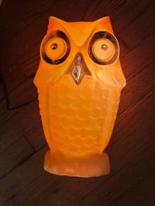 Vintage anni 70 arancione Halloween OWL soffiaggio stampo alto 13,5" con spina luce funzionante - Foto 1 di 17