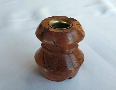 AUSTRALIAN MALLEE ROOT BURL TURNED TIMBER CANDLE HOLDER - Image 1 of 4