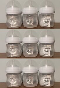 (9-Count) Philips Avent Natural Baby Bottle Clear PLASTIC 4oz 0+ Months SEALED