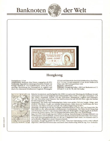 Banknotes of World Hong Kong 1 cent 1971  P-325b UNC C. P. Haddon-Cave Cover