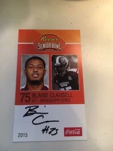 BLAINE CLAUSELL 2015 REESE'S SENIOR BOWL 3X5 MISSISSIPPI ST AUTOGRAPHED CARD QTY - Picture 1 of 1