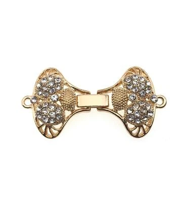 1-strand watch buckle/fold over clasp with rhinestones, silver/gold plated - Image 1 of 4