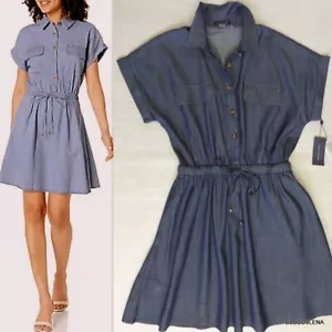 Neu mit Etikett Tommy Hilfiger kurzärmeliges Chambray-Shirt mit Kordelzug 6/12/14 - Bild 1 von 8