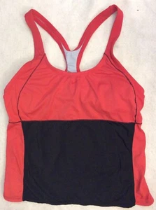 Nike Womens Sports Bra Tank Top Sz 12 Peach Black Racerback Athletic Running - Picture 1 of 12