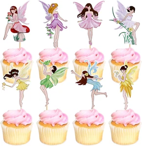 Fairy Cupcake Topper,24 PCS Birthday Party Cake Topper,Fairy Theme Party Decorat - Picture 1 of 8