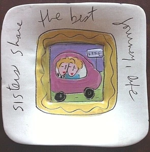 "Schwestern teilen die beste Reise, Leben" 9 3/8" Quadratische Platte - Bild 1 von 4