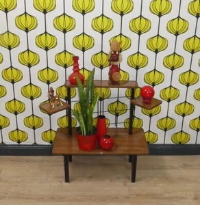 Sixties Blumenhocker 60er Blumenbank Etagere Resopal Teak Optik Deko Retro bench - Bild 1 von 10