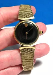 MOVADO 10K YELLOW GOLD FILLED WATCH LADIES VINTAGE MESH GOLD BAND FOR REPAIR - Picture 1 of 3