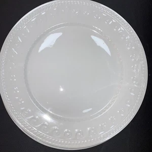 Sango Cachet Chop Plate White with Embossed Scrolls 12 1/4 in MINT 8855 - Picture 1 of 4