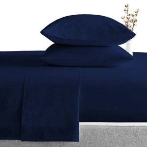 1000TC Luxury Egyptian Cotton Navy Solid Bedding Item – Deep Pocket 8-15" - Picture 1 of 5