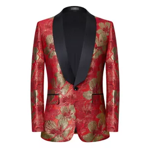 Hombres Floral Jacquard Esmoquin Chaquetas Traje Blazer Abrigo de un solo pecho Prendas para el torso De colección - Imagen 1 de 14