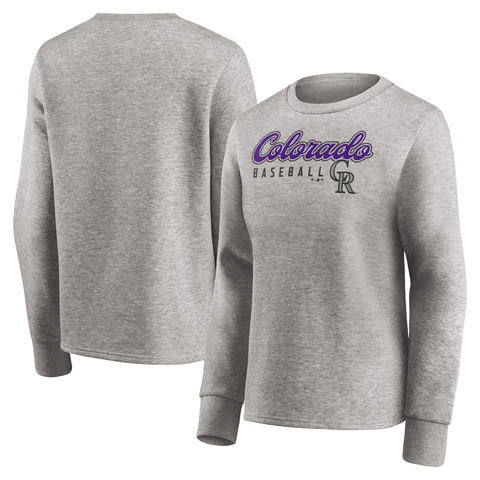 Women's Fanatics Branded Heathered Gray Colorado Rockies Crew Pullover Sweater Cover