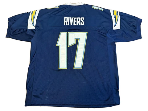 San Diego L.A. Chargers Philip Rivers Blue Sewn Reebok Mens Jersey Size 52 Cover