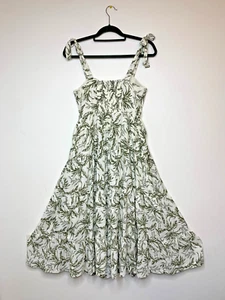 Vestido de algodón con estampado de hojas verdes FRENCH CONNECTION 8 | Bolsillos forrados fruncidos midi - Imagen 1 de 10