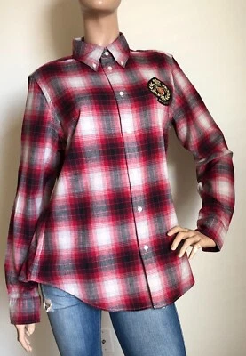 Polo Ralph Lauren Women Red Plaid Cotton Patch Twill Shirt Size XS NWT - Image 1 of 4