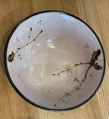 "Cuenco Kafuh Shino rosa japonés vintage con motivo de flor de cerezo 9""" Foto 1 de 4