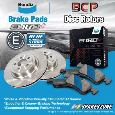 Front Disc Rotors + Bendix Euro+ Brake Pads for Jaguar S-Type X200 300mm Rotor - image 1 of 3