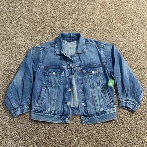 Gap Kids Unisex Denim Jean Jacket Blue Size Large Cotton 90s Style Grunge - Picture 1 of 7