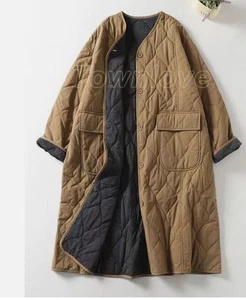 Cárdigan retro de un solo pecho para mujer túnica larga chaqueta acolchada de algodón abrigo de invierno  - Imagen 1 de 13