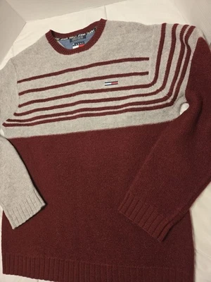 Suéter de Colección Tommy Hilfiger 100% Lana Talla M Rayas Logo Pullover Vacaciones Festivas Foto 1 de 4