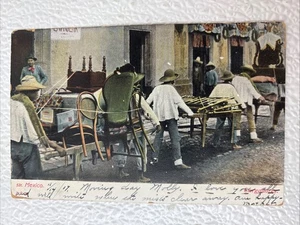 Postkarte um 1907 Republica Mexicana Menschen bewegen Möbel mit Handwagen - Bild 1 von 2