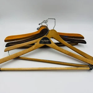 4x Vintage Wooden Hangers Lot Van Straaten's Tokyo Wishbone Dark Brown Pinehurst - Picture 1 of 17